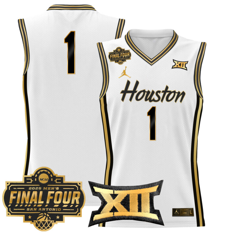 Men Houston Cougars #1 white 2025 Final Four Patch NCAA Jersey style 2->more ncaa teams->NCAA Jersey